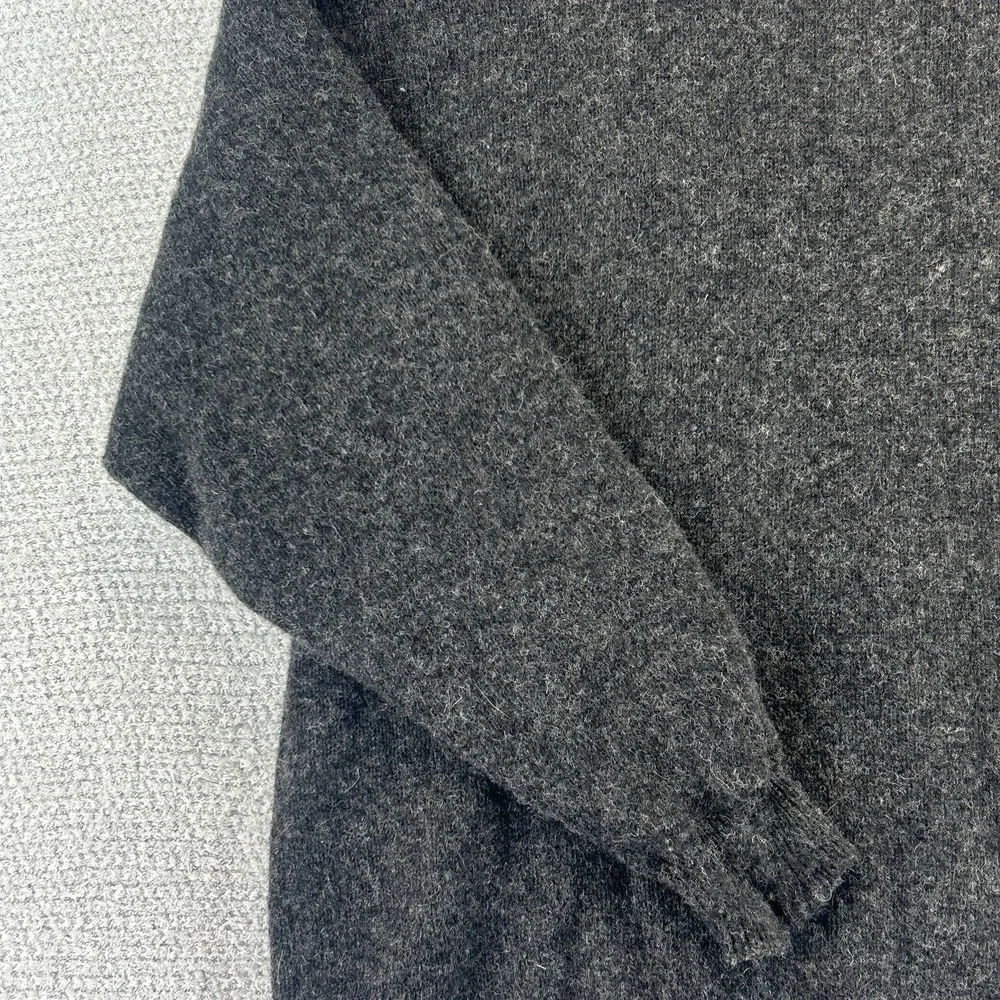 Aran Woollen Mills Full Zip Sweater Mens Large Gray Pure New Wool Cable Knit